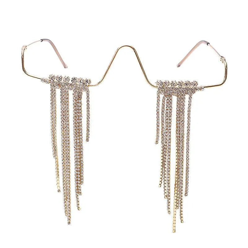 Lovely Idea Fringe Rhinestone Glasses Frame