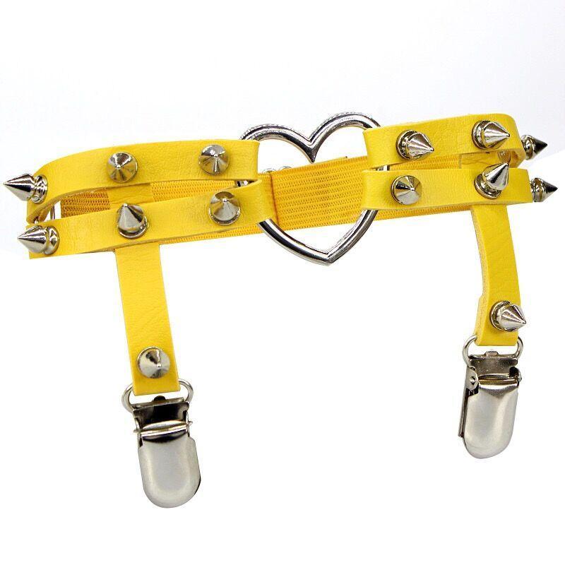 Studded Heart Leg Garter | Spike Buckle Goth Belt
