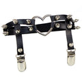 Studded Heart Leg Garter | Spike Buckle Goth Belt
